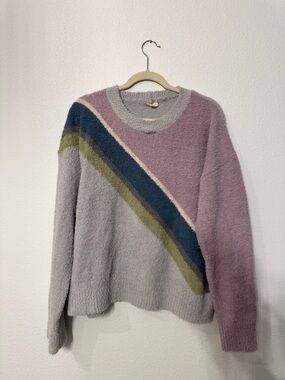 POEM & THREAD Chevron Teddy Pullover Lilac Size L GUC